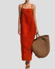 Sleeveless Maxi Sundress with Square Neckline and Thin Straps