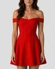 Off-Shoulder Sweetheart Fit-and-Flare Mini Dress