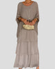 Round-Neck Batwing-Sleeve Tiered Maxi Dress