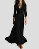 Notch Lapel Button-Front Velvet Maxi Dress