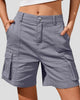 High-Waisted Cargo Shorts with Pockets