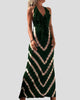 Halter Maxi Sundress with Chevron Tie-Dye Print