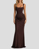 Elegant Square-Neck Draped Corset Maxi Dress