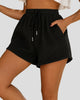 High-Waisted Textured Drawstring Shorts