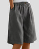Elasticated Wide-Leg Pleated Knee-Length Shorts