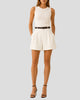 High-Waisted Pleated Tailored Shorts