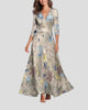Wrap V-Neck Half-Sleeve Belted Maxi Dress