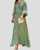 Elegant Round-Neck Printed Maxi Dress