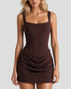 Square-Neck Corset Draped Mini Dress