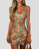 Sequin Diamond Print Square-Neck Mini Dress