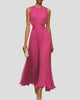 Sleeveless Round-Neck Ruched Waist Maxi Sundress