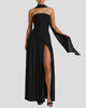 Strapless Maxi Dress with Scarf Detail and Thigh-High Split