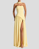 Strapless Maxi Dress with Scarf Detail and Thigh-High Split
