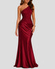 One-Shoulder Ruched Maxi Dress with Draped Waist