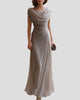 Draped Cowl-Neck Ruched Maxi Dress