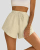 High-Waisted Textured Drawstring Shorts