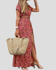 Floral Print V-Neck Maxi Dress