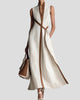 Sleeveless V-Neck Colorblock Belted Maxi Sundress