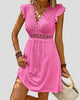 Ruffle-Sleeve Lace-Trim V-Neck Mini Dress