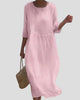 Round-Neck Three-Quarter Sleeve Maxi Dress