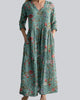 Floral V-Neck Three-Quarter Sleeve Maxi Dress
