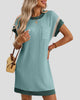Ribbed Crew Neck Short-Sleeve Mini Dress