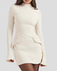 Long-Sleeve High-Neck Fitted Mini Dress