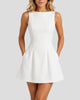 Sleeveless Boat Neck Fit-and-Flare Mini Dress