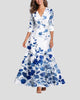 Wrap V-Neck Half-Sleeve Belted Maxi Dress