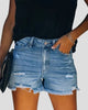 Frayed Hem Ripped Denim Shorts