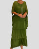Round-Neck Batwing-Sleeve Tiered Maxi Dress