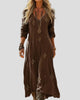 Bohemian Long-Sleeve V-Neck Printed Maxi Dress