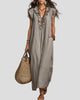 Ruffle V-Neck Maxi Sundress with Pockets