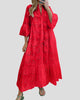 Eyelet V-Neck Maxi Dress with Flared Sleeves