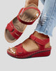 Low Wedge Sandals with Adjustable Hook-and-Loop Straps