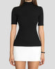 Colour-Block High-Neck Short-Sleeve Mini Dress