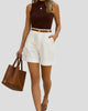 High-Waisted Pleated Tailored Short