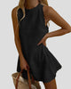 Scalloped Edge Sleeveless High-Neck Mini Dress