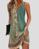 Sleeveless Notch-Neck Floral Print Mini Dress
