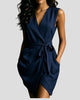 V-Neck Sleeveless Wrap Mini Dress