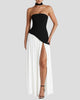 Strapless Maxi Dress with Scarf Detail and Thigh-High Split