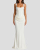 Elegant Square-Neck Draped Corset Maxi Dress