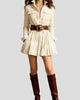 Plaid Long-Sleeve Button-Up Collared Mini Dress