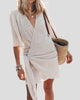 V-Neck Wrap Tie-Waist Mini Dress