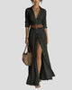Button-Up Shirt Collar Slit Maxi Dress