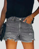 Frayed Hem Ripped Denim Shorts