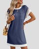 Ribbed Crew Neck Short-Sleeve Mini Dress