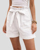 Paperbag Waist Tie-Front Cuffed Shorts