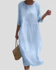 Round-Neck Three-Quarter Sleeve Maxi Dress