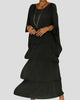 Round-Neck Batwing-Sleeve Tiered Maxi Dress